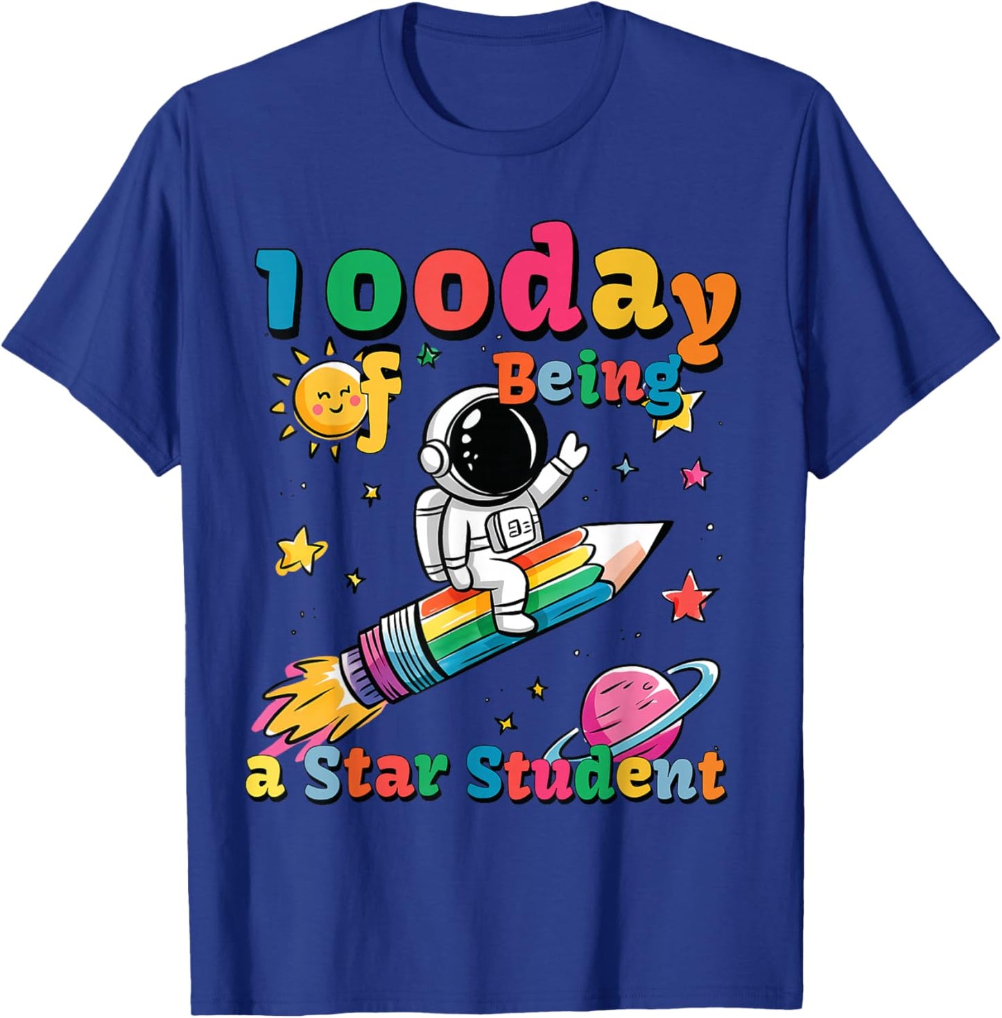 100th Day of School Kids 100 days of being a star student T-Shirt - T-Shirt | Royal