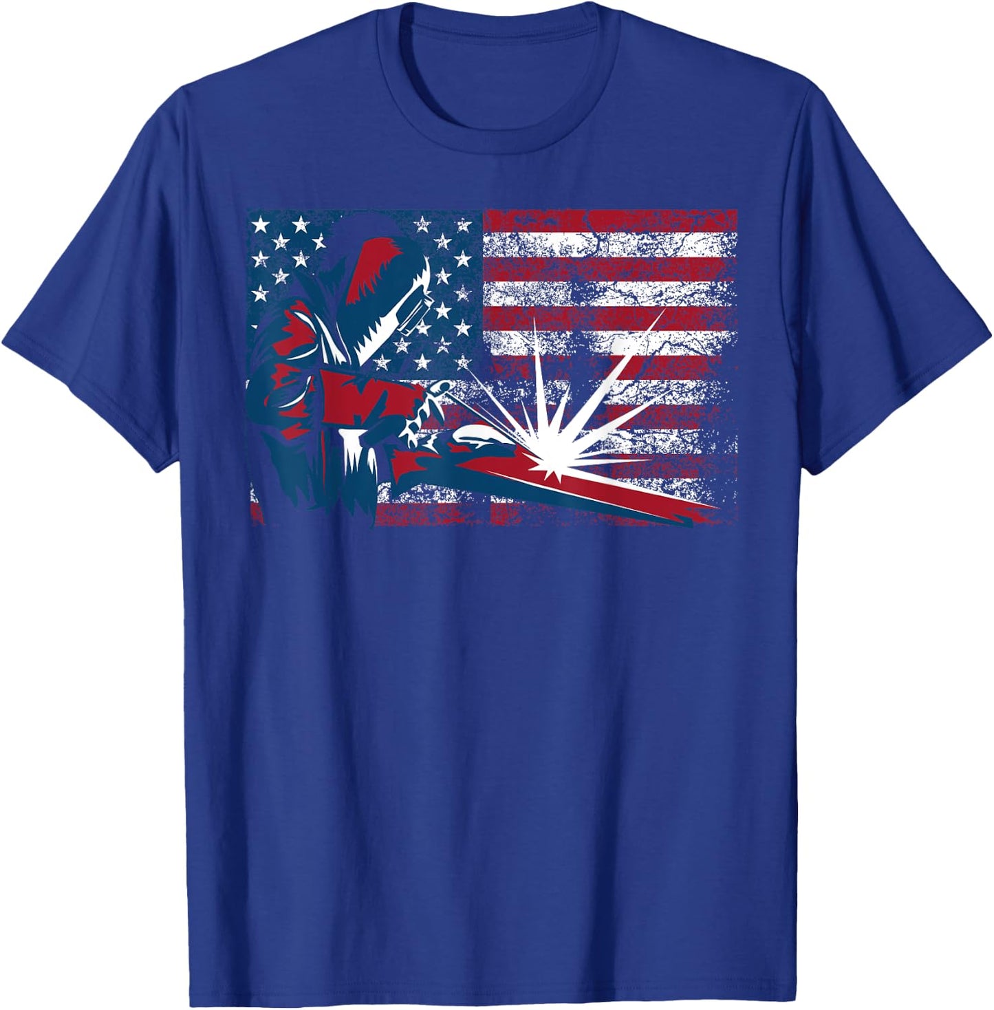 Welder American Flag | Cute Lit Operator Funny US Gift Women Girls Kids Men T-Shirt - T-Shirt | Royal