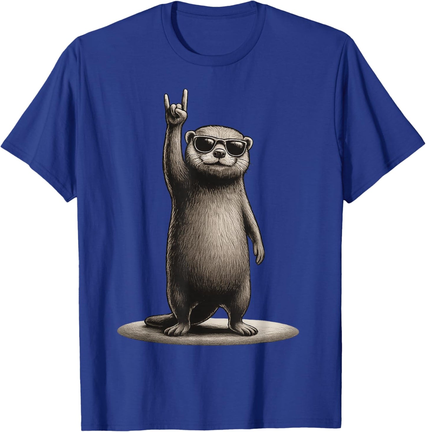 Retro Otter Rock On Music Funny Gift Men Women Boy Girl Kid T-Shirt - T-Shirt | Royal