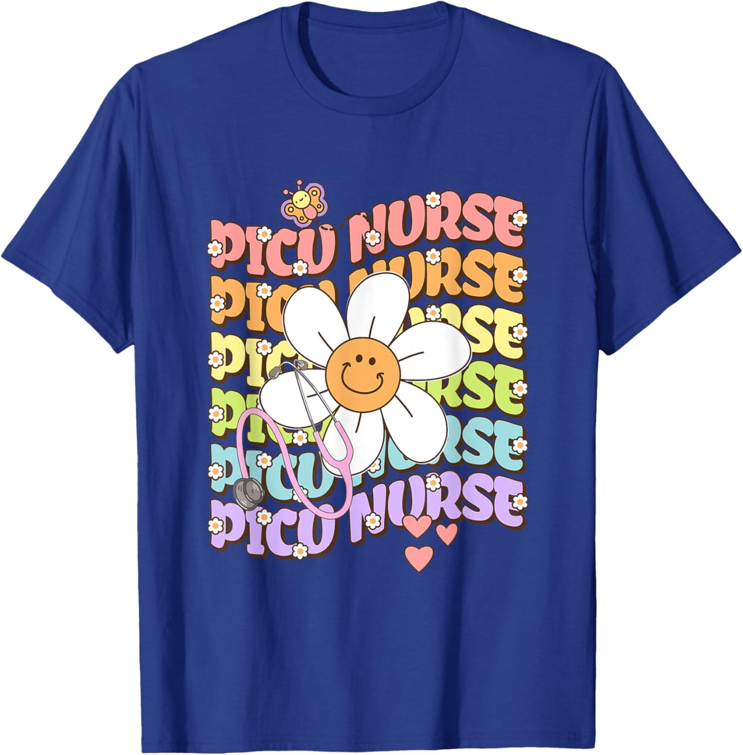PICU Nurse Nursing Pediatric Intensive Care Stethoscope T-Shirt - T-Shirt | Royal
