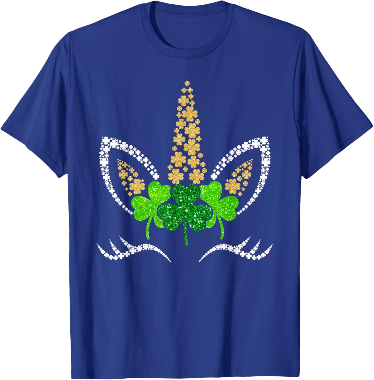Unicorn Face Girls Kids St Patricks Day Irish Shamrock Women T-Shirt - T-Shirt | Royal