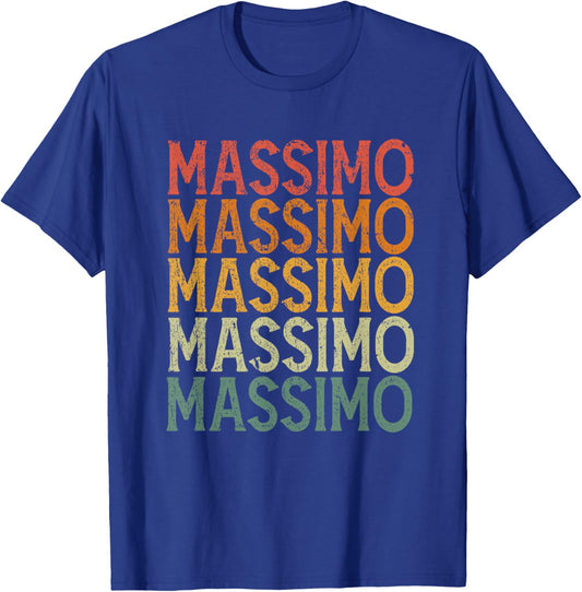 Retro Custom First Name Massimo T-Shirt - T-Shirt | Royal