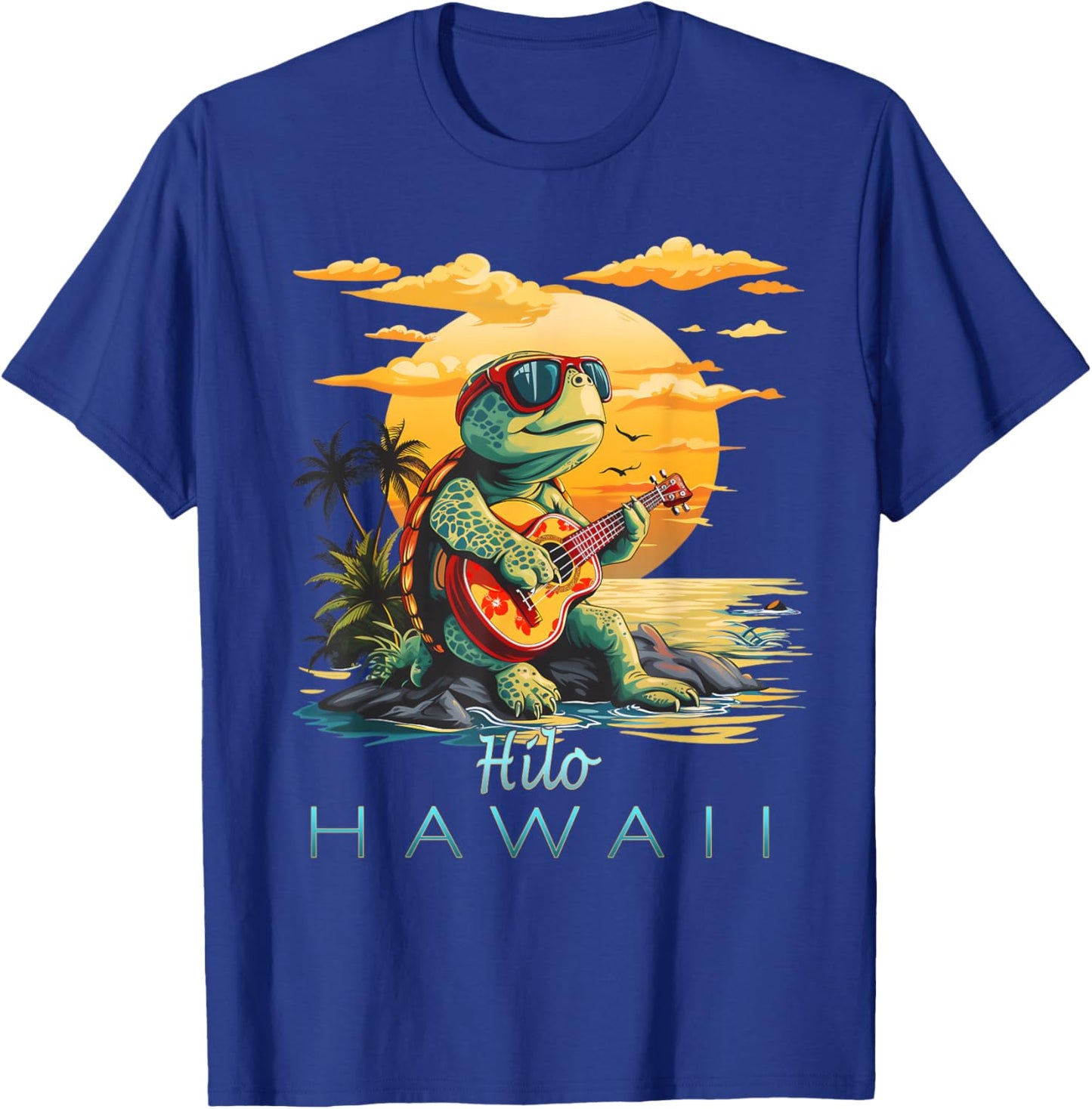 Cute Tropical Hilo Hawaii Sea Turtle Souvenir T-Shirt - T-Shirt | Royal