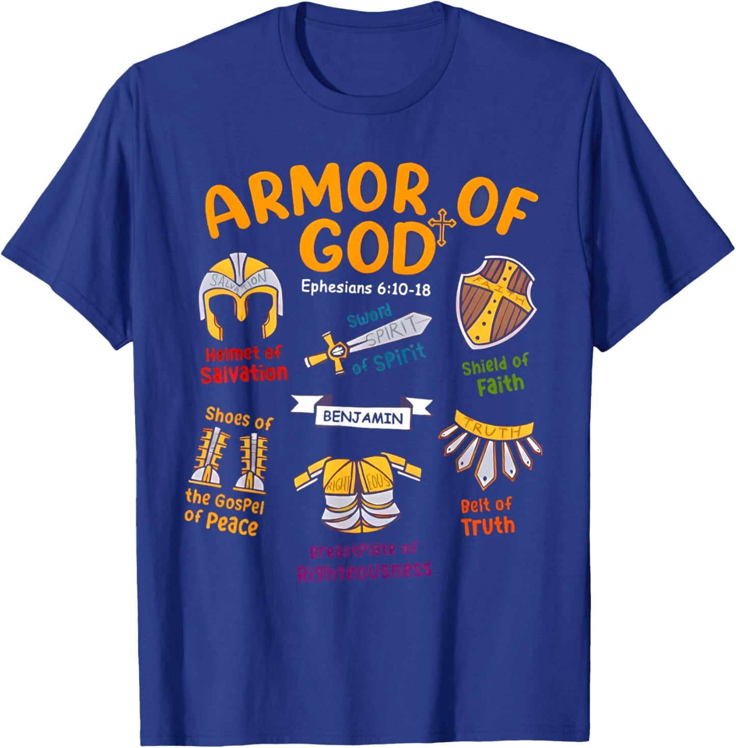 Armor of God Kids Christian Toddler Jesus Shield Ephesians T-Shirt - T-Shirt | Royal