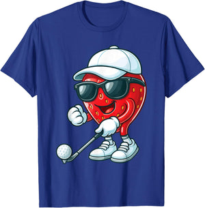 Strawberry Golfing Golfer T-Shirt - T-Shirt | Royal