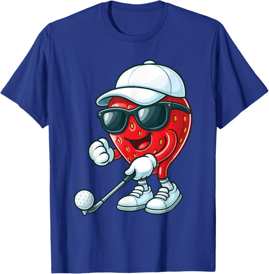 Strawberry Golfing Golfer T-Shirt - T-Shirt | Royal