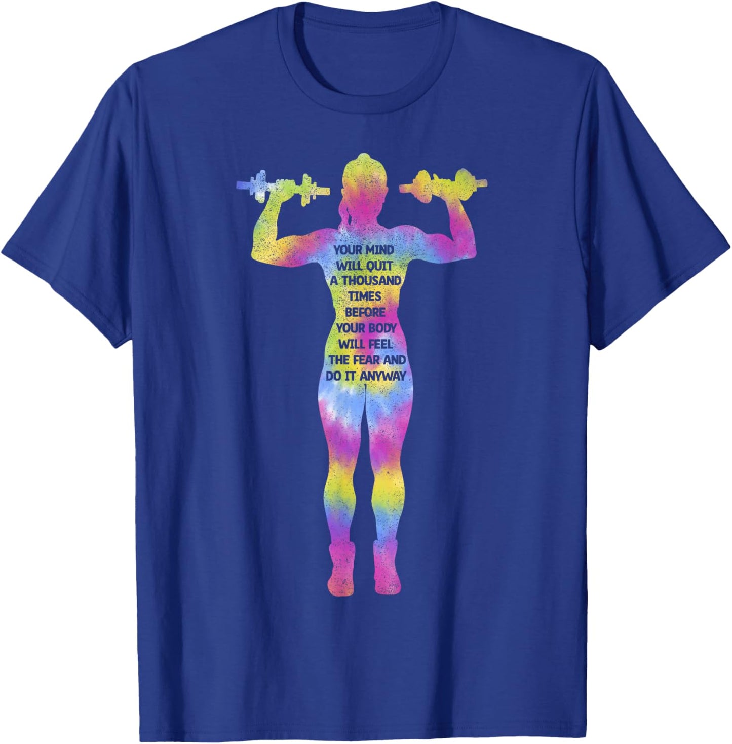 Motivating Fitness Woman Bodybuilding Gym Tie Dye Workout T-Shirt - T-Shirt | Royal