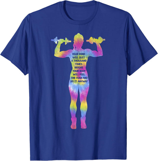 Motivating Fitness Woman Bodybuilding Gym Tie Dye Workout T-Shirt - T-Shirt | Royal