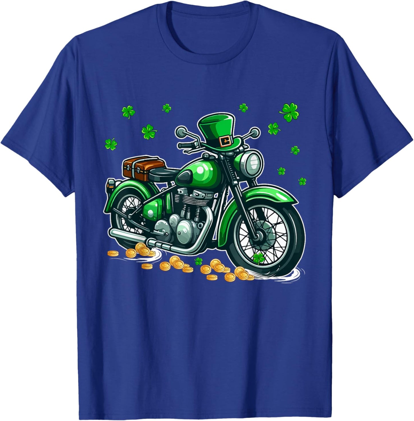 Patrick's Day Motorcycle Shamrocks Lucky Patrick's Day Coin T-Shirt - T-Shirt | Royal
