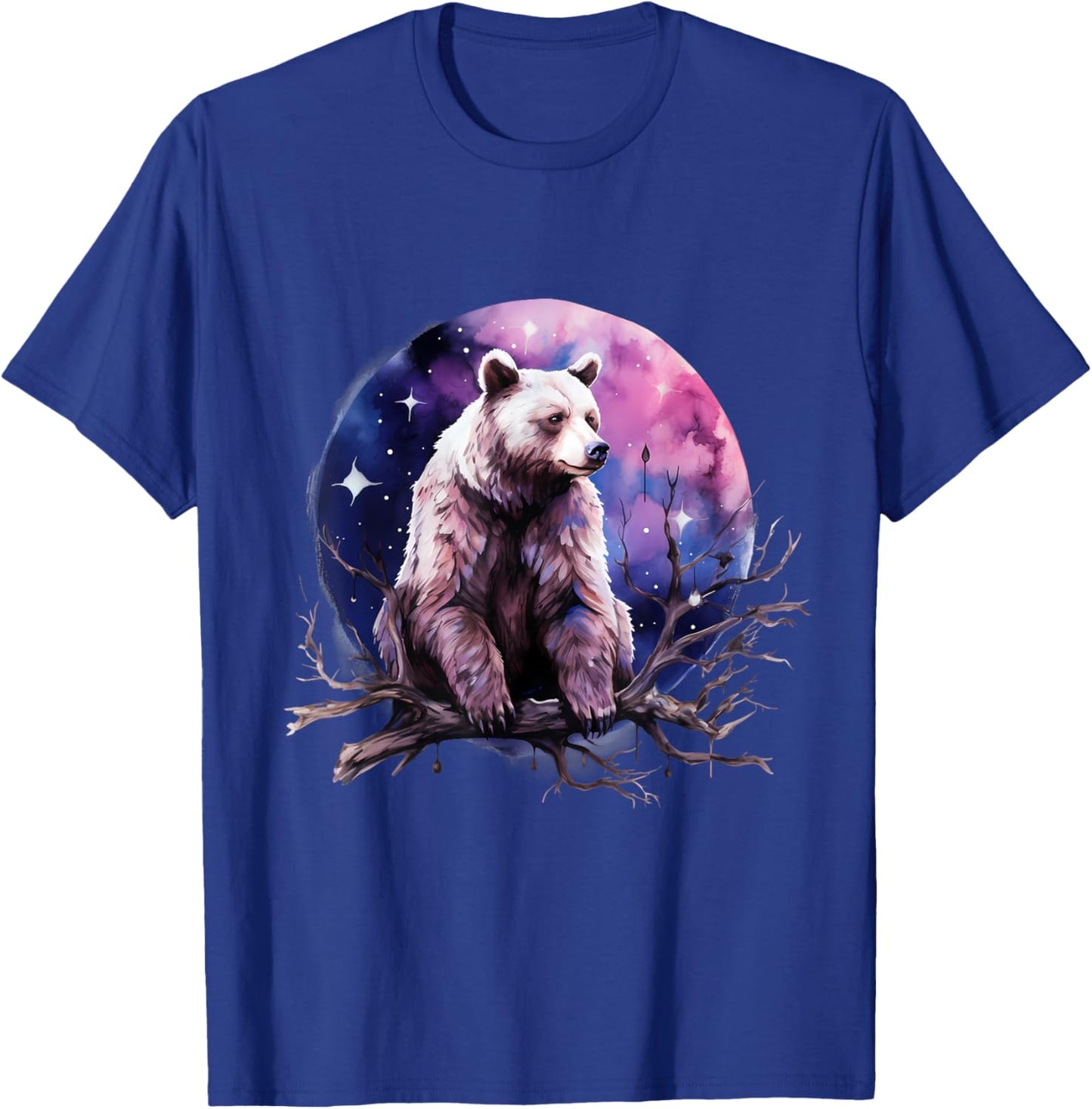 Bear Animal Art Motif Artwork Moon Forest Nature Wildlife T-Shirt - T-Shirt | Royal