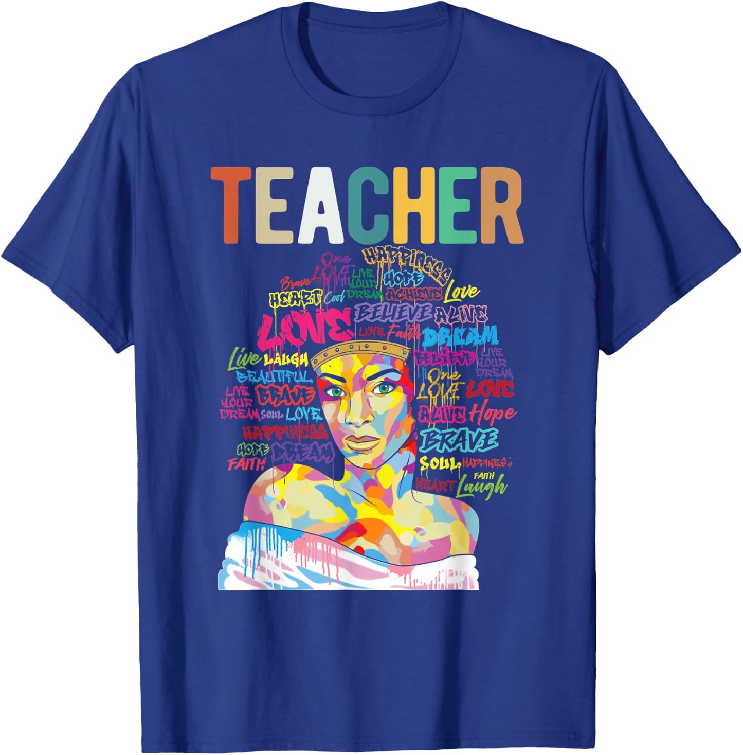 Natural Hair Afro for African American Teachers Gift T-Shirt - T-Shirt | Royal