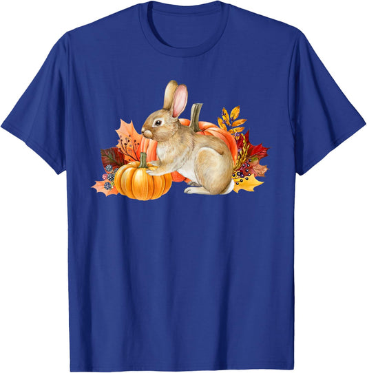 Cottagecore Bunny Rabbit Pumpkin Fall Autumn Thanksgiving T-Shirt - T-Shirt | Royal