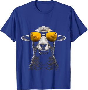 Sheep Sunglass Art Animal Illustration Graphic Sheep T-Shirt - T-Shirt | Royal