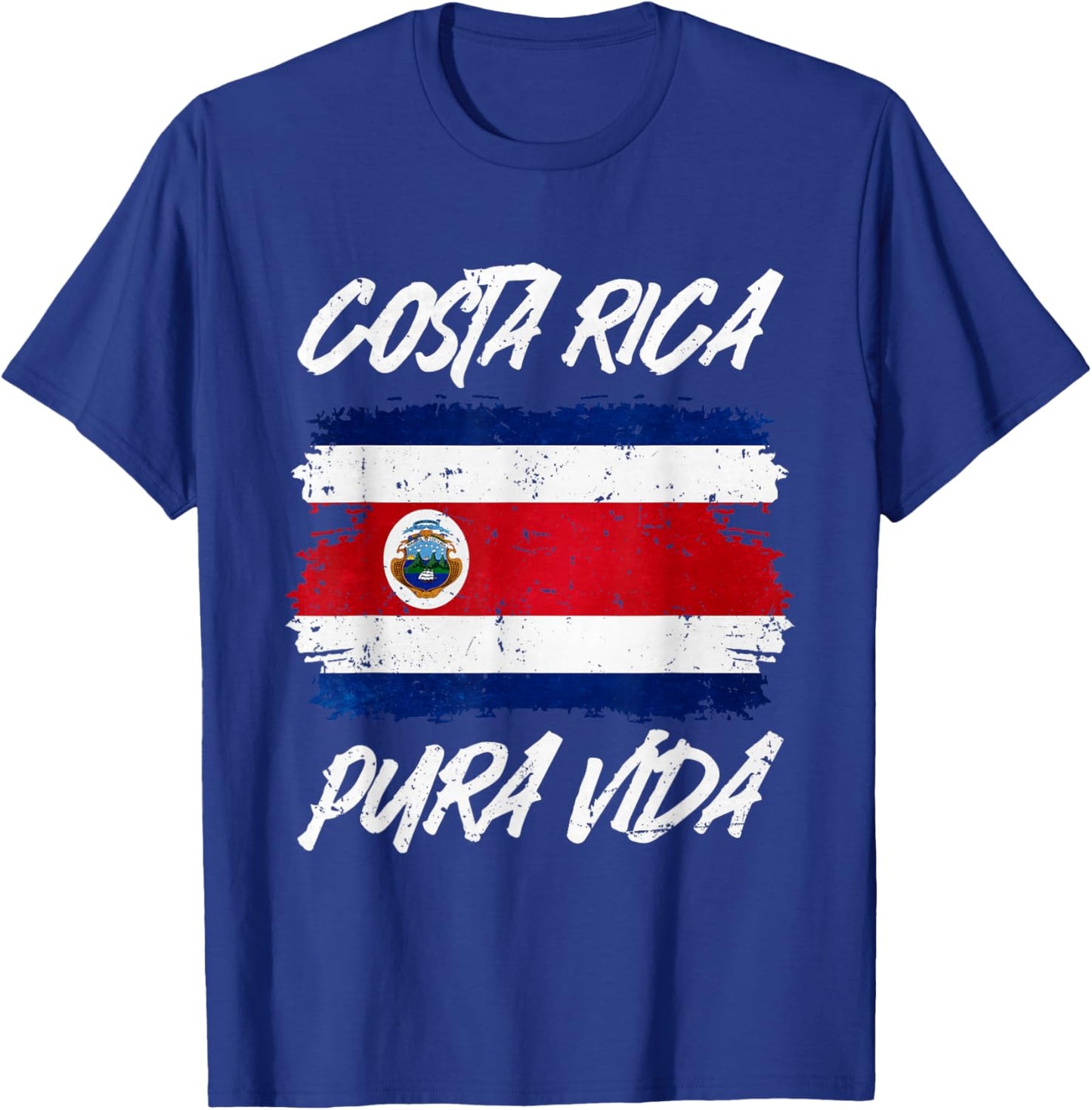 Pura Vida National Flag Of Costa Rica Cool Central America T-Shirt - T-Shirt | Royal
