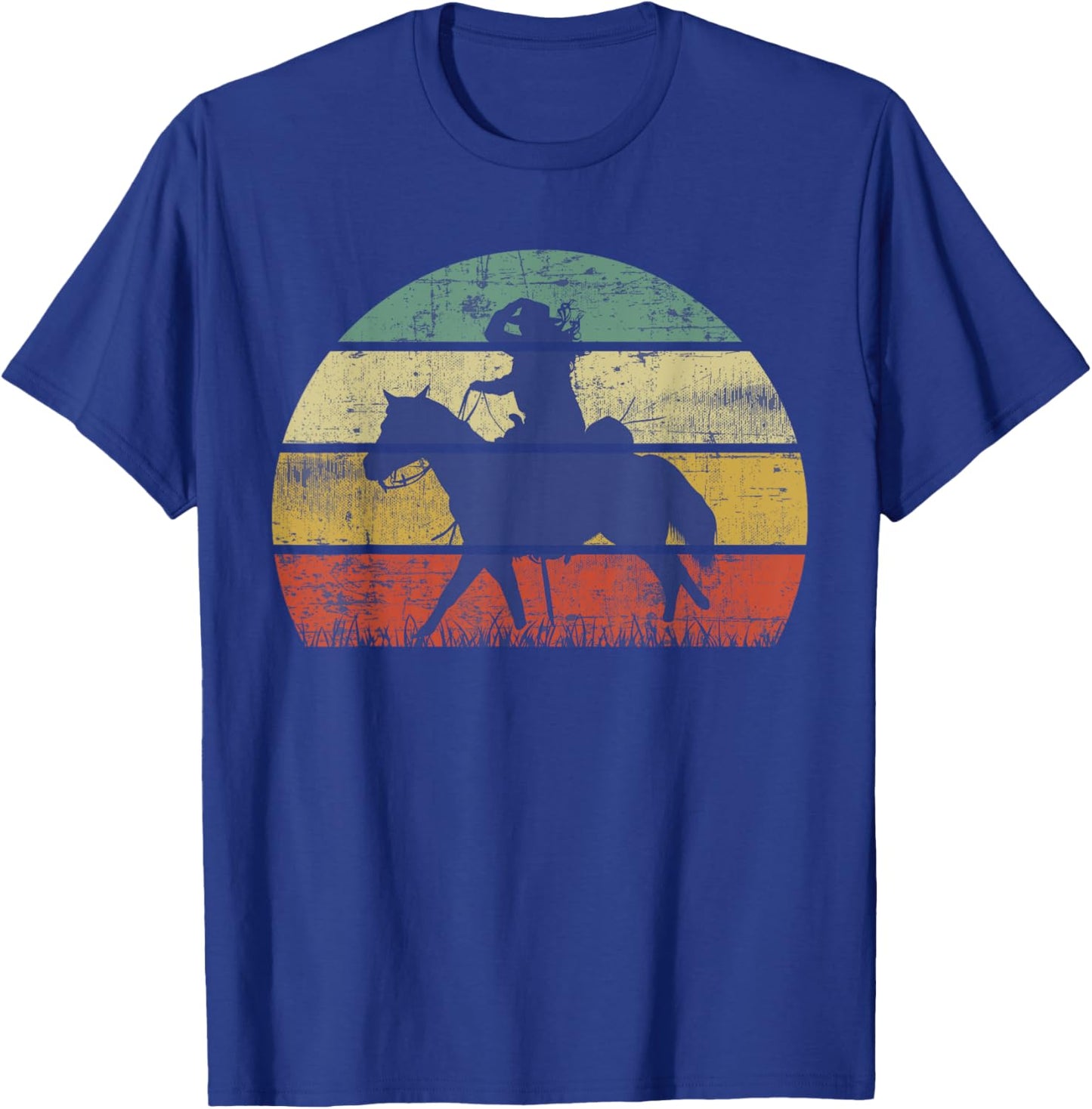 Retro Girl Horse Riding Vintage Cowgirl Texas Ranch T-Shirt - T-Shirt | Royal