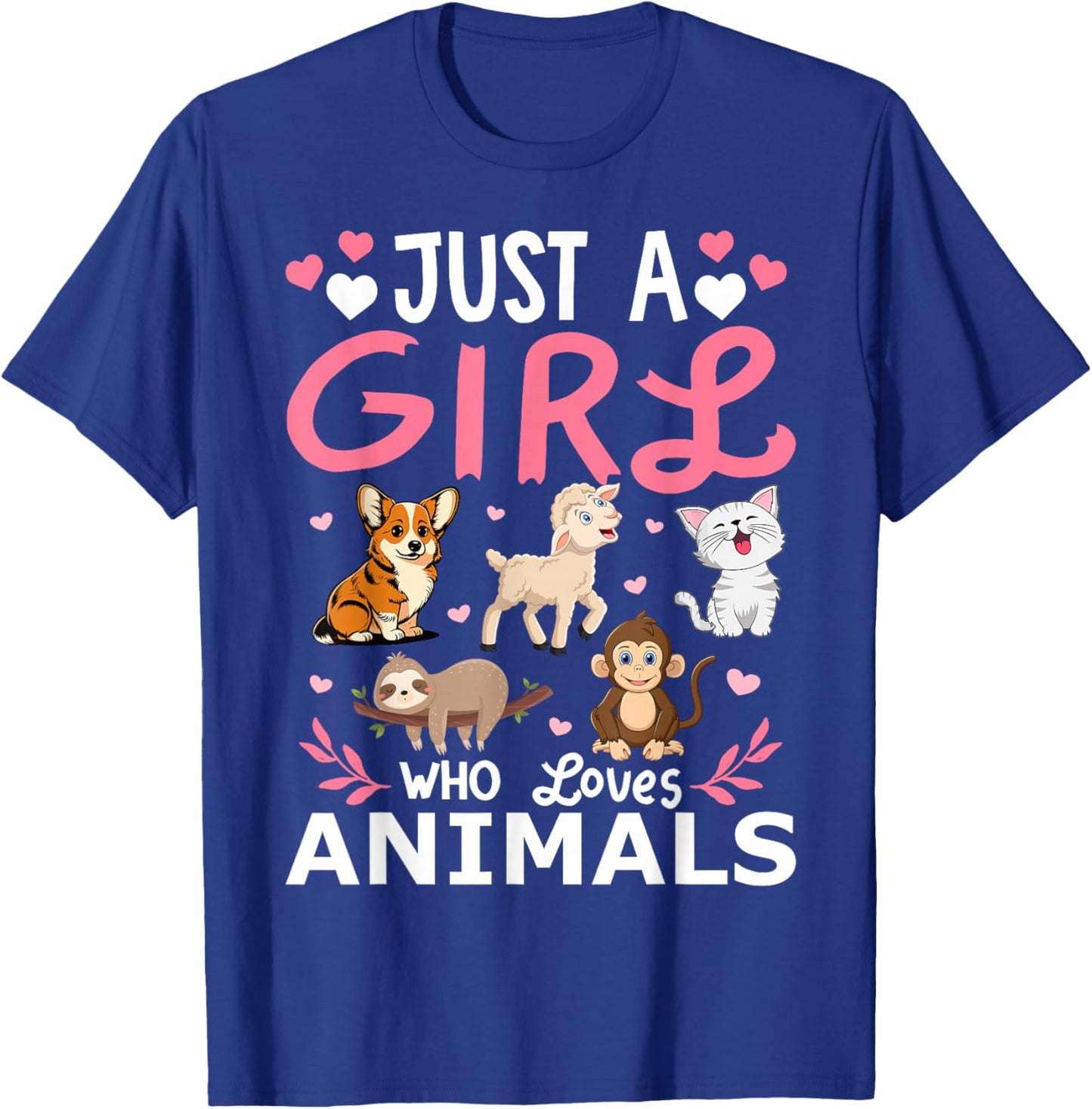 Just A Girl Who Loves Animals Girls T-Shirt - T-Shirt | Royal