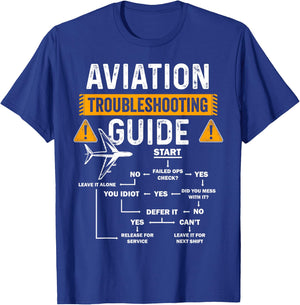 Funny Aviation Troubleshooting Guide Gift Airplane Pilot T-Shirt - T-Shirt | Royal