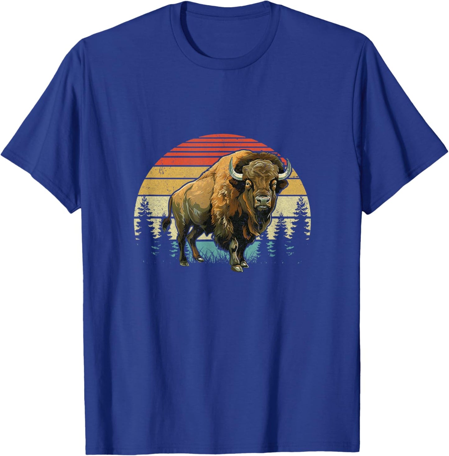 Retro Bison Design Women Kids Buffalo Bison Lovers T-Shirt - T-Shirt | Royal