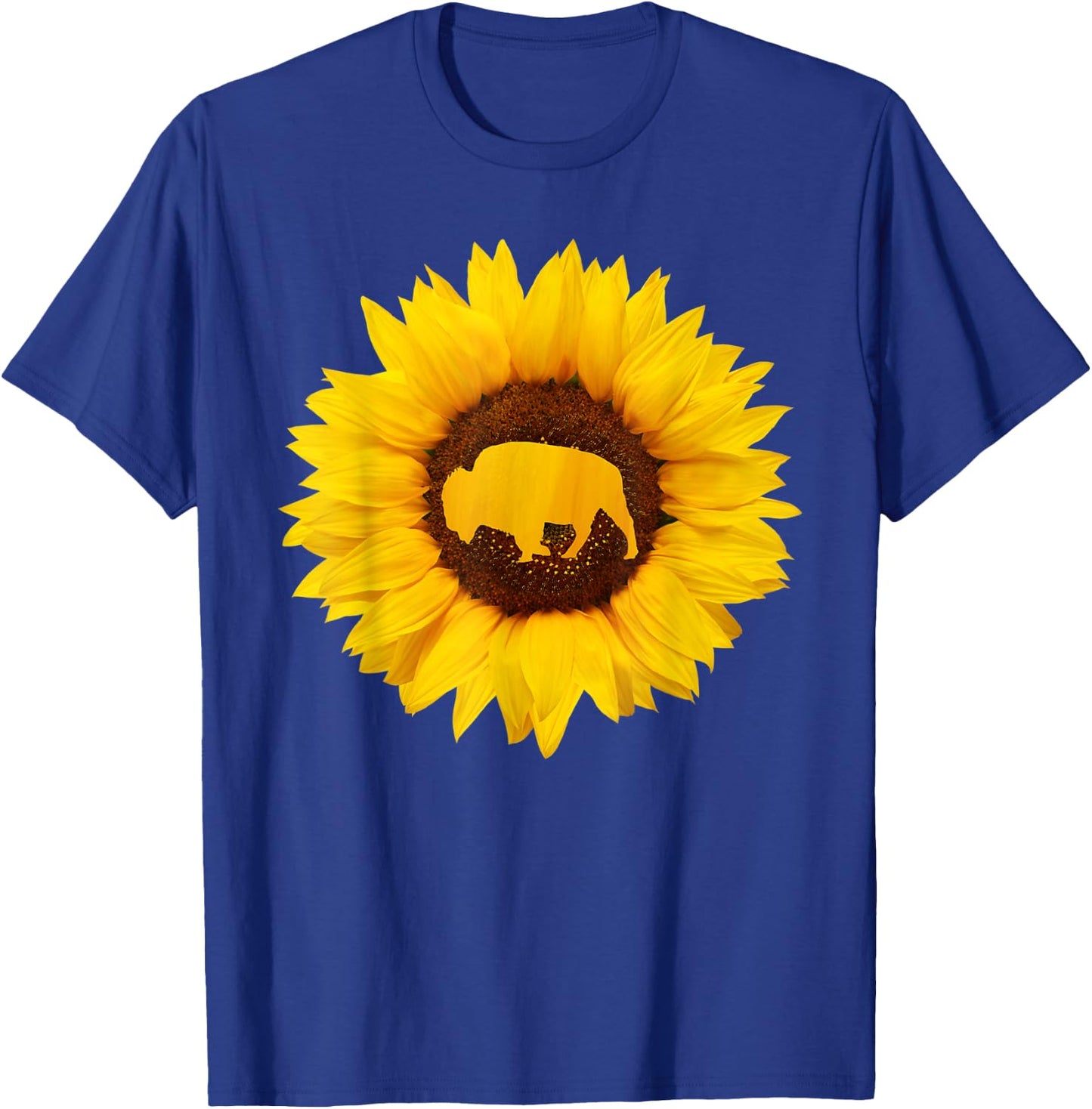 Buffalo Gift Men Tamaraw Bison Sunflower Lover T-Shirt - T-Shirt | Royal