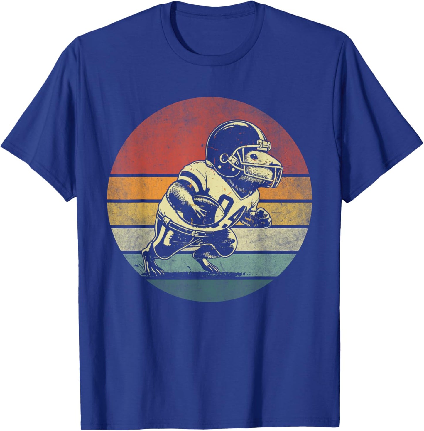 Retro Capybara Playing Football Vintage Capybara Football T-Shirt - T-Shirt | Royal