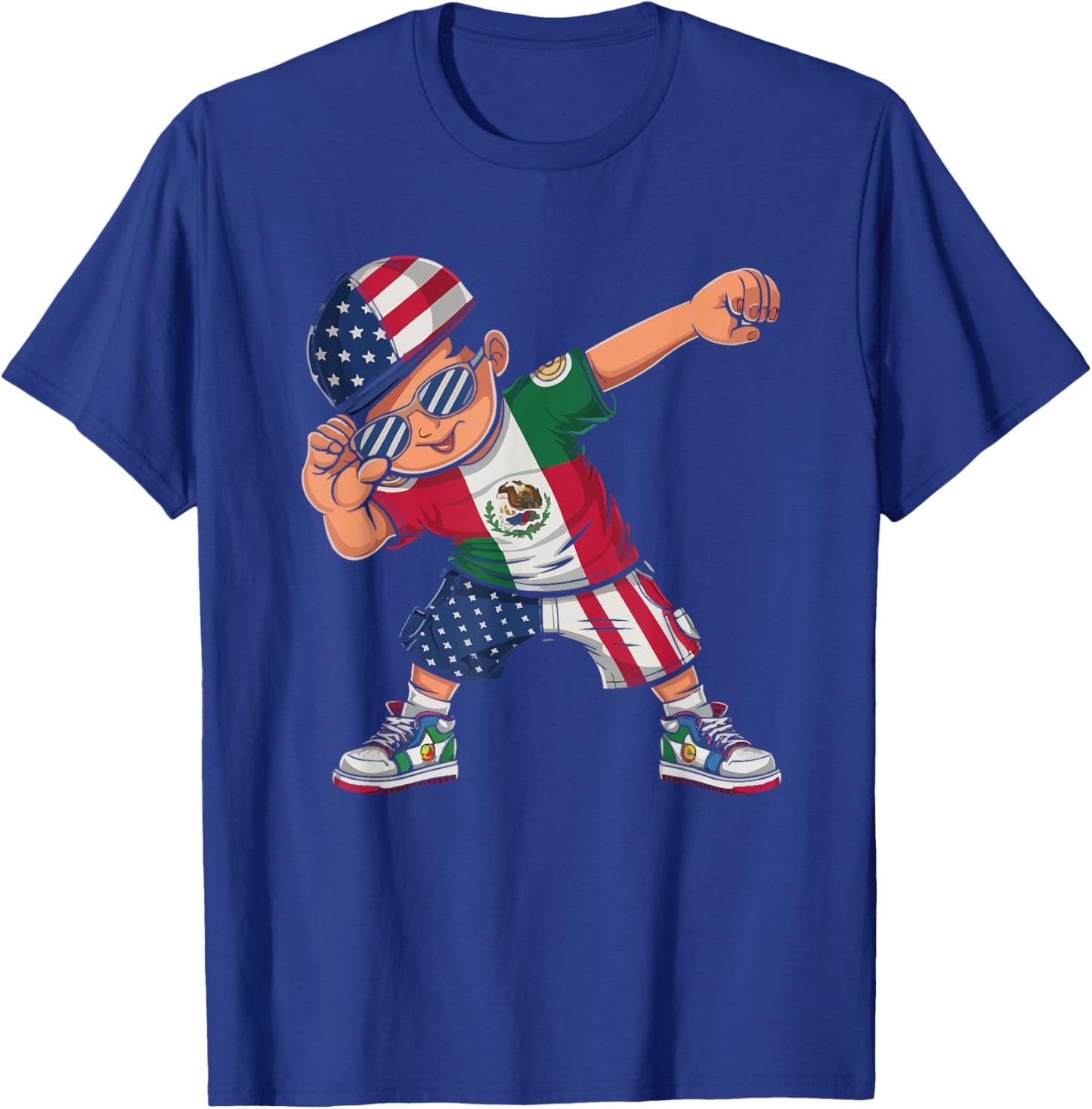 Half Mexican Half American USA Flag Mexico America T-Shirt - T-Shirt | Royal