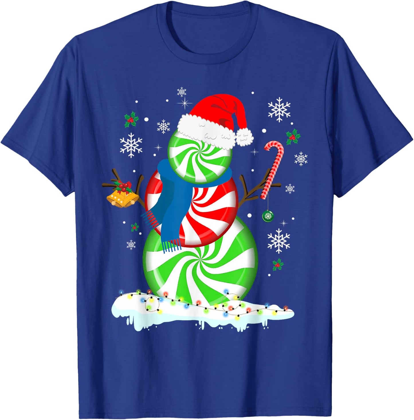 Funny Christmas Shirts Peppermint Candy Snowman T-Shirt - T-Shirt | Royal