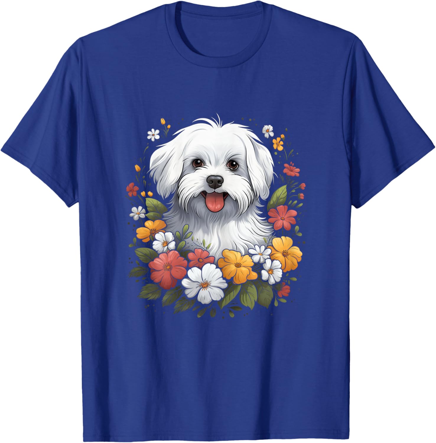 Maltese Mom Floral Dog Lover Vintage Flowers Cute T-Shirt - T-Shirt | Royal