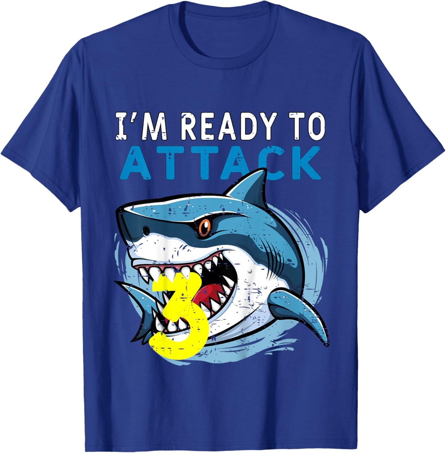 Kids I'm Ready to Attack 3 Funny Shark 3th Birthday Boys Kids T-Shirt - T-Shirt | Royal