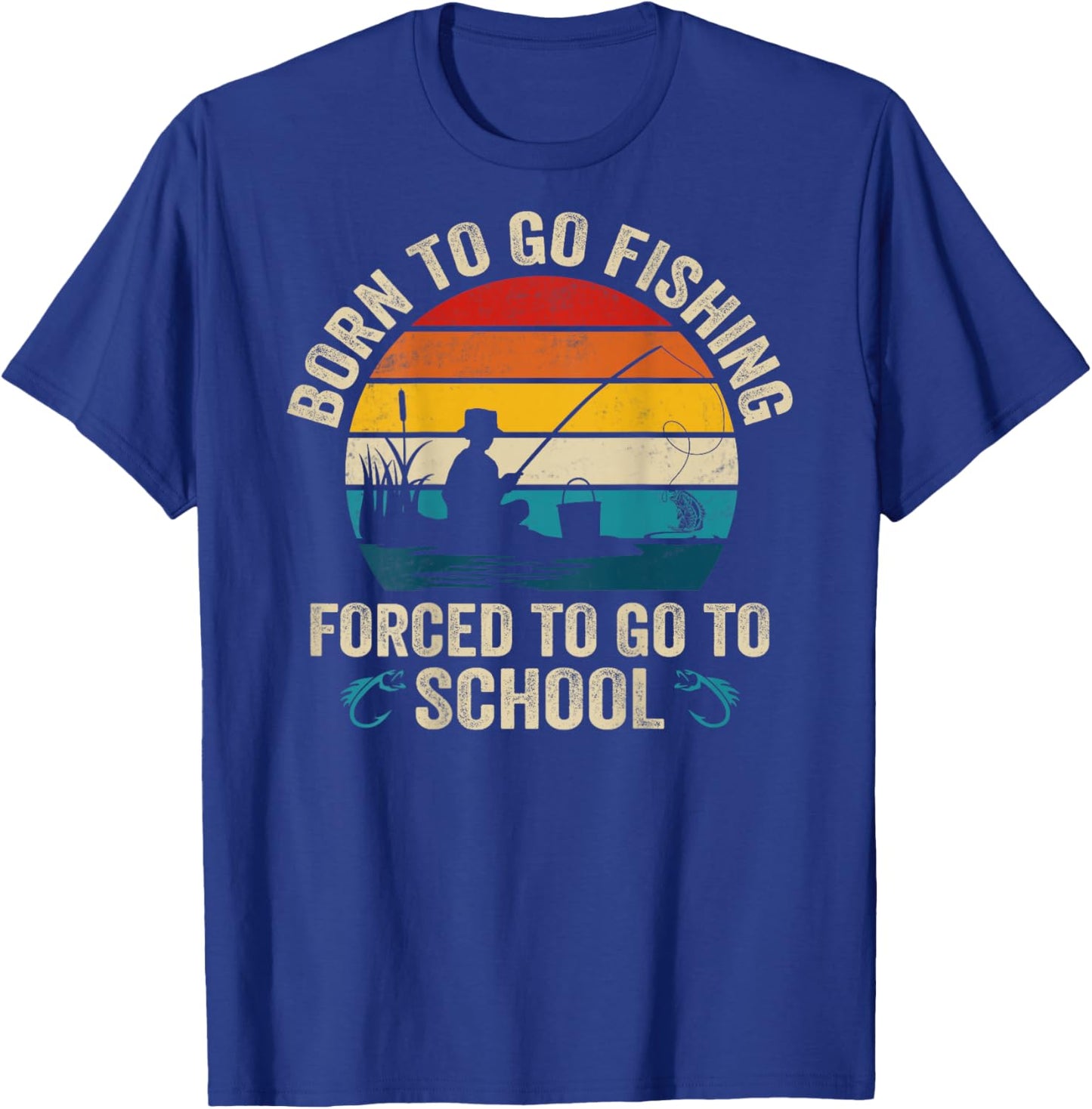 Funny Born To Go Fishing Bass Fish Fisherman Boys T-Shirt - T-Shirt | Royal