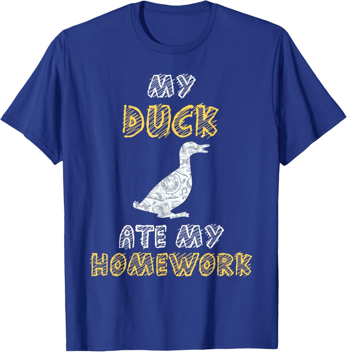 My Duck Ate My Homework Mallard Dipper Kid Back To School T-Shirt - T-Shirt | Royal
