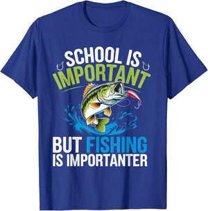 School Is Important But Fishing Is Importanter Design T-Shirt - T-Shirt | Royal