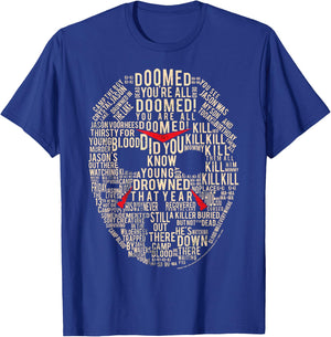 Friday The 13th Jason Mask Text Fill T-Shirt - T-Shirt | Royal