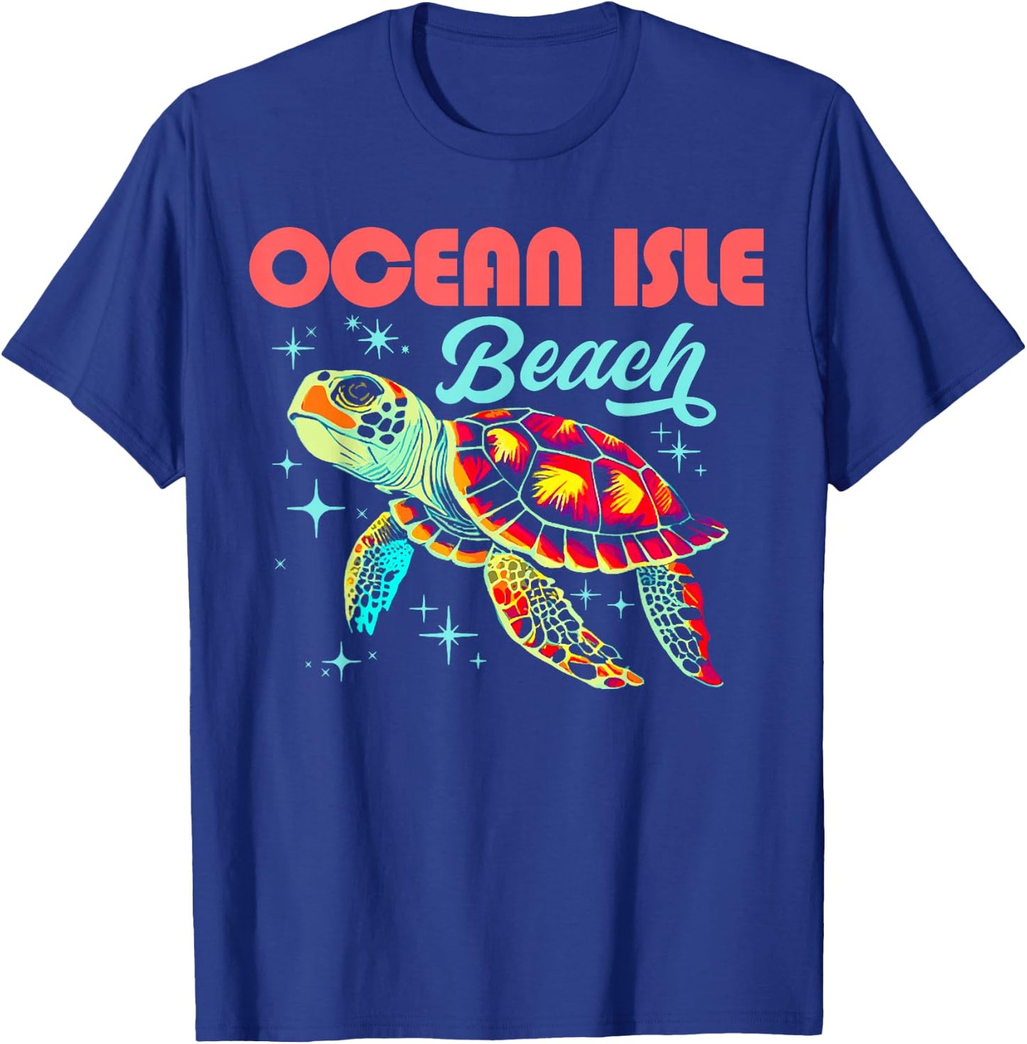 Ocean Isle Beach NC Artistic Sea Turtle Retro T-Shirt - T-Shirt | Royal