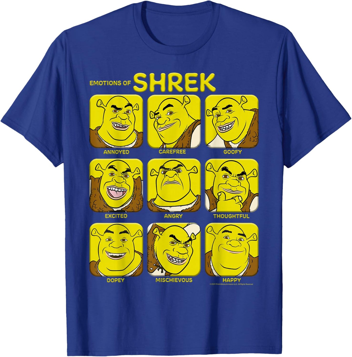 Shrek Emotions of Shrek Box Up T-Shirt - T-Shirt | Royal