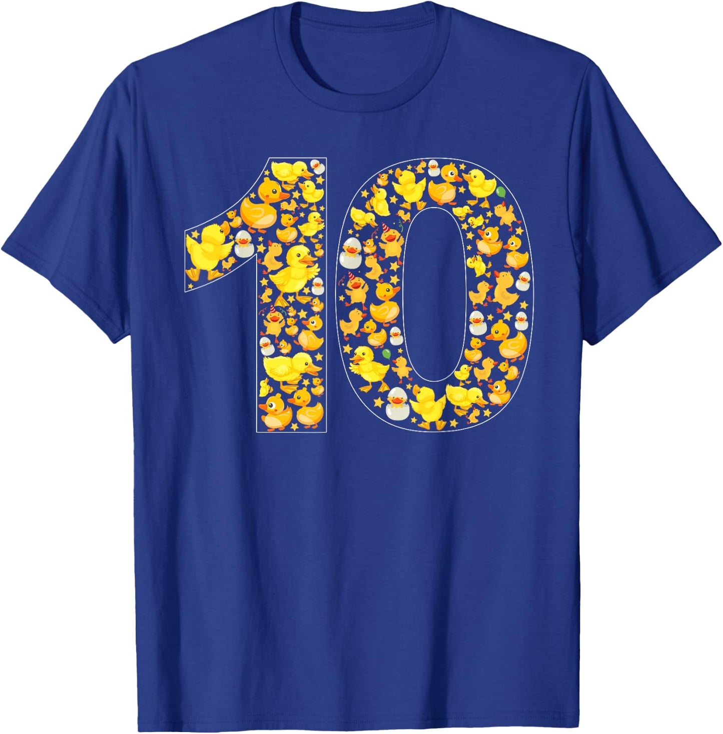 10th Birthday Cute Duck Theme 10 Year Old Boy Girl Birthday T-Shirt - T-Shirt | Royal