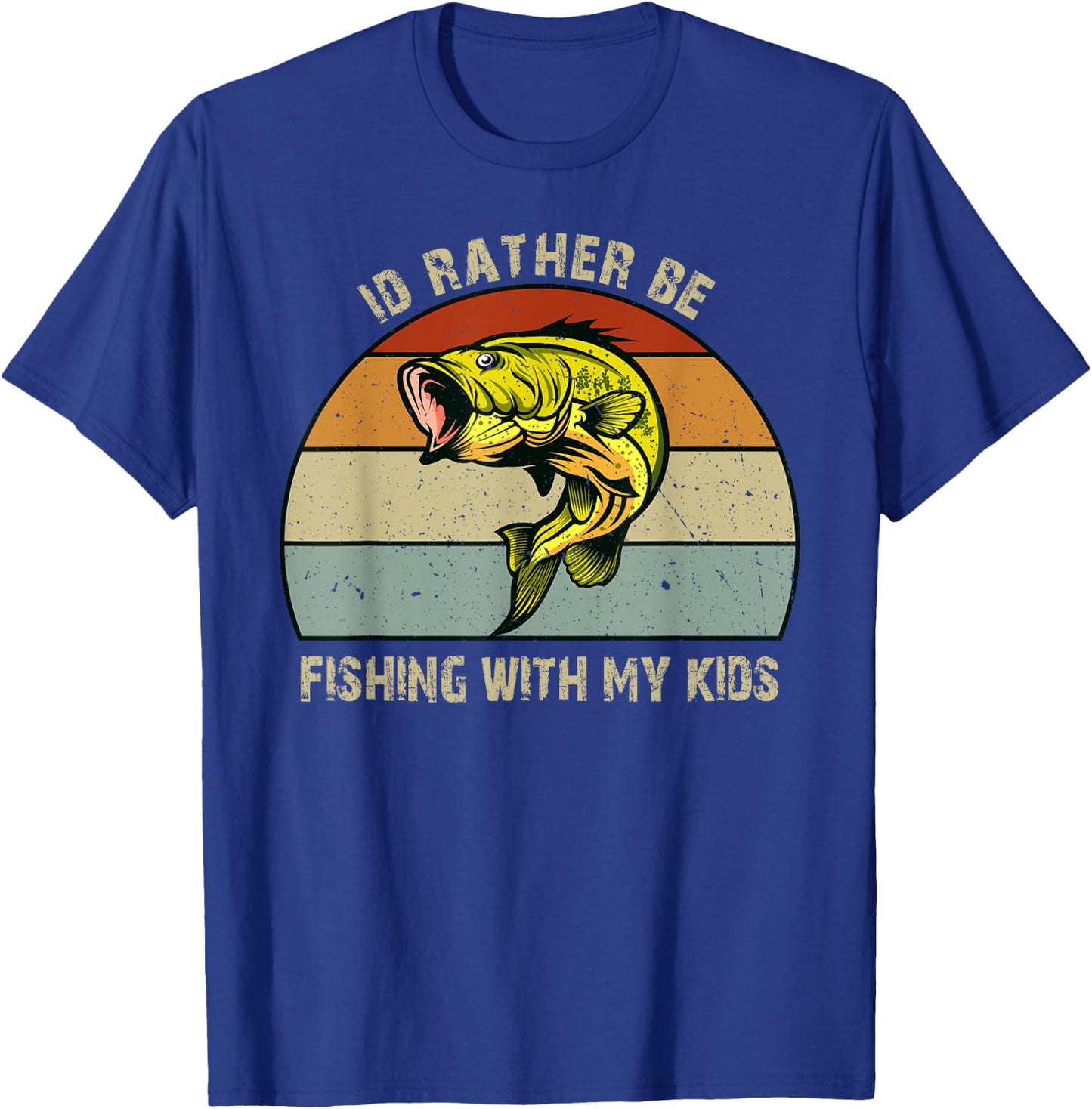 Id Rather be Fishing with My Kids Bass Fishing Gifts Dad T-Shirt - T-Shirt | Royal