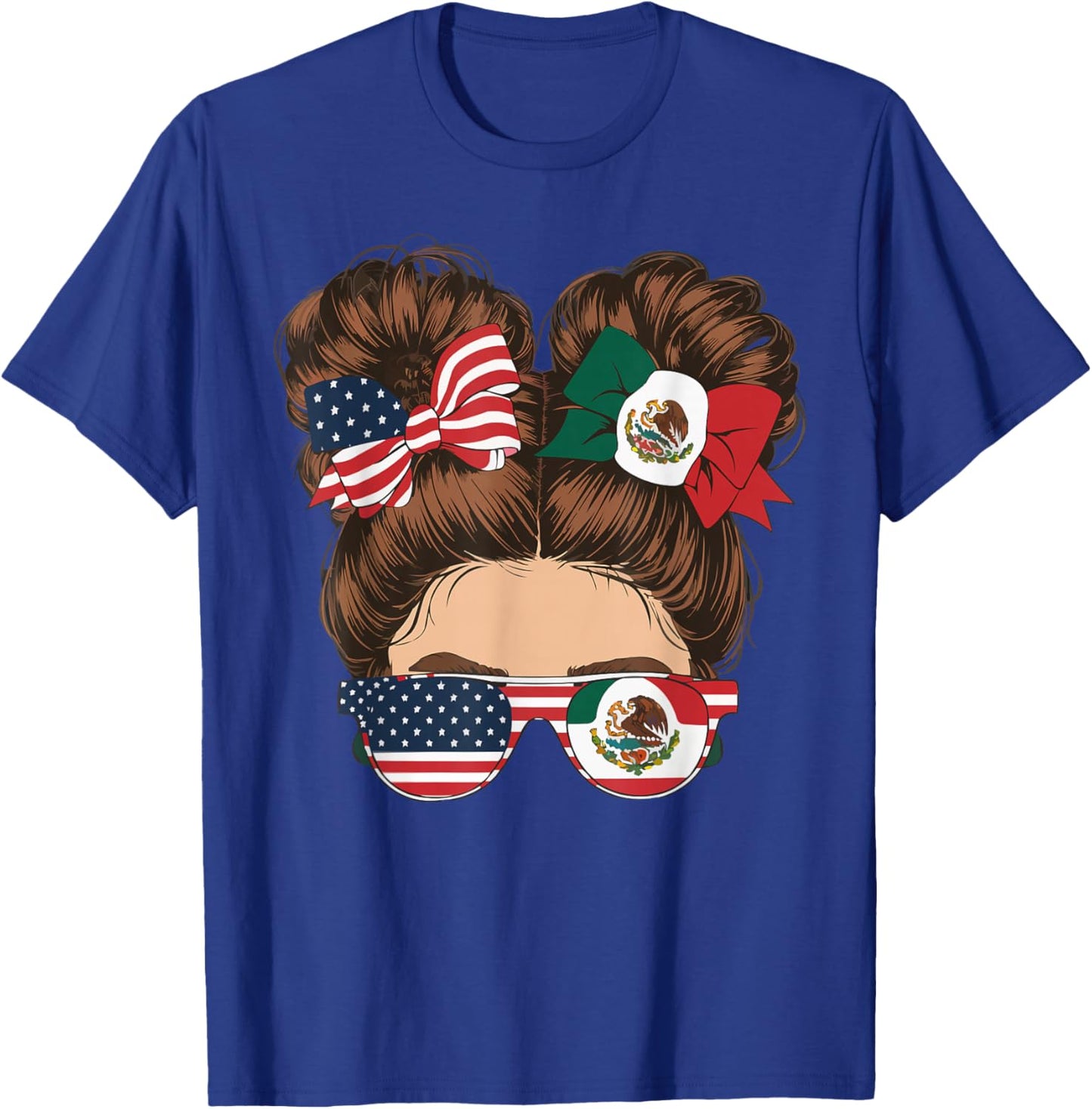 Half Mexican Half American USA Flag Mexico America T-Shirt - T-Shirt | Royal