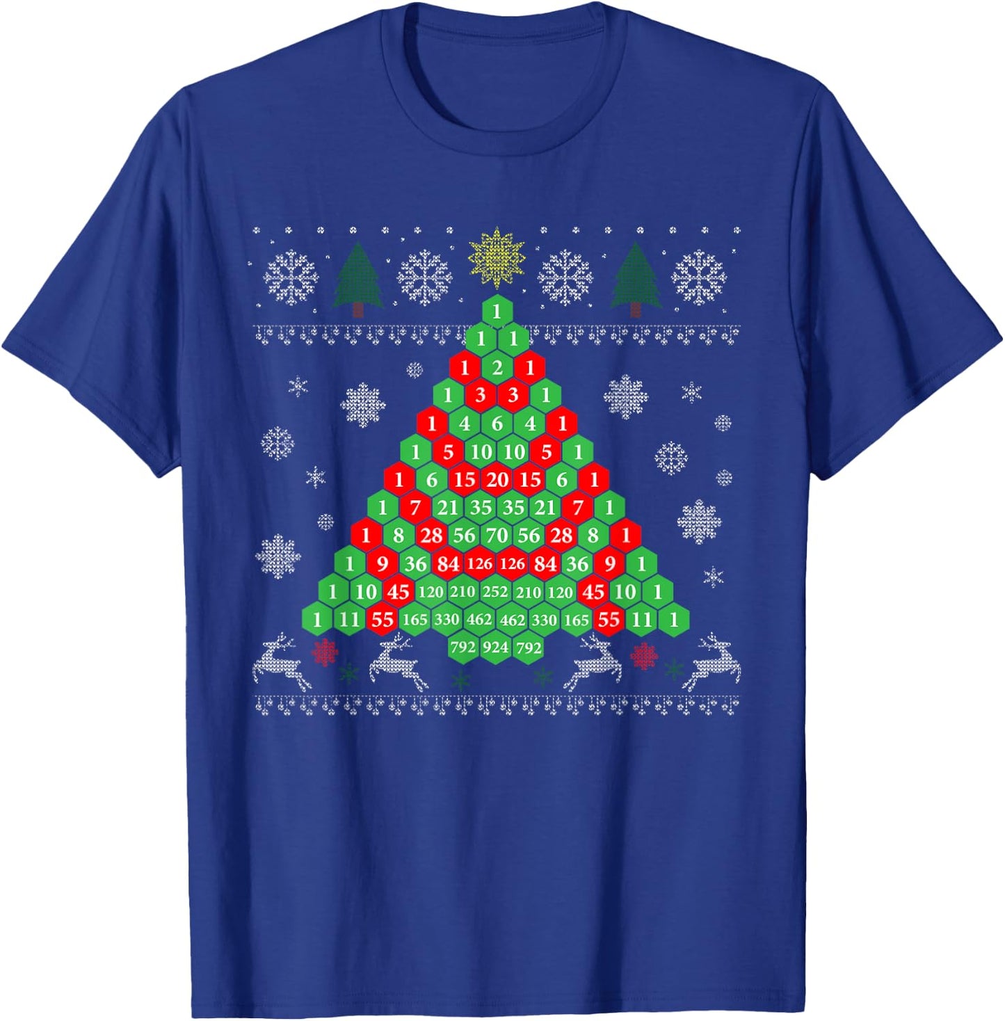 Pascals Triangle Ugly Ugly Christmas Tree T-Shirt - T-Shirt | Royal
