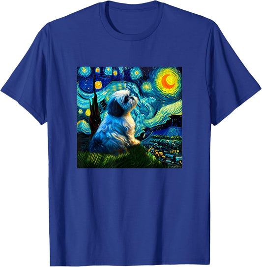 Shih Tzu Funny , Dog, Van Gogh, Starry Night, Cute, Men's, Kids, Funny, Clothes, Goods, Gift T-Shirt - T-Shirt | Royal