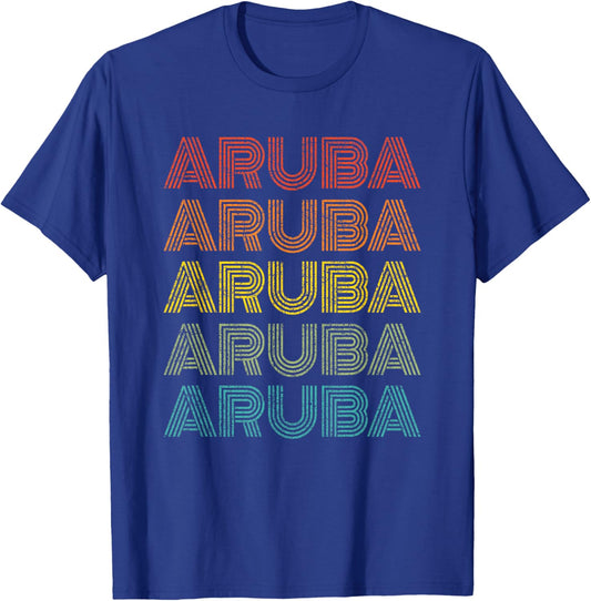Vintage Aruba Cruise Vacation Souvenir Boys Girls Retro Text T-Shirt - T-Shirt | Royal