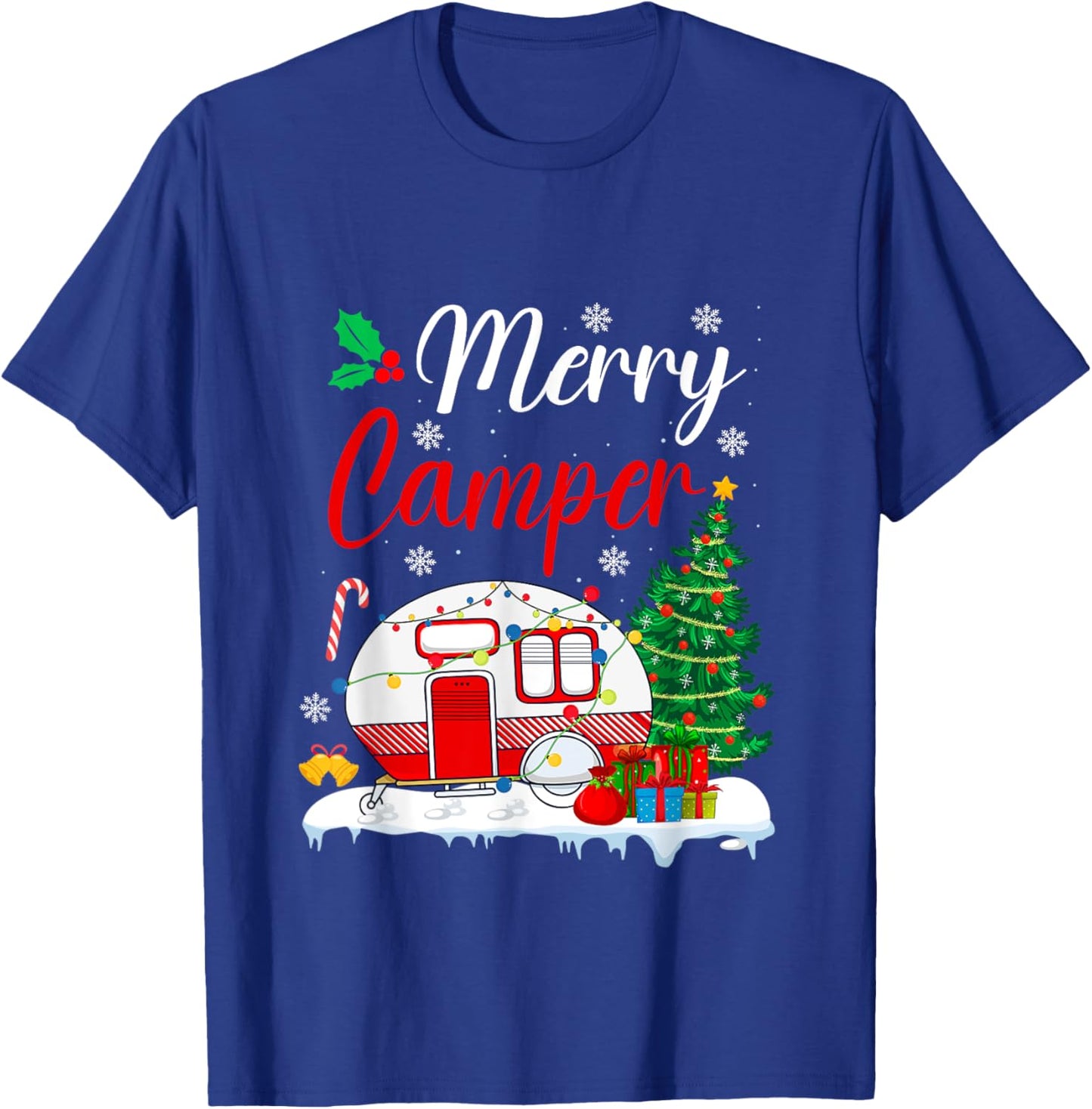Merry Camper Christmas Camping Xmas T-Shirt - T-Shirt | Royal