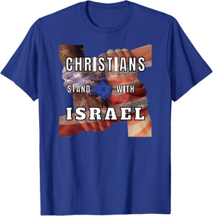 Christians Stand With Israel Amercan Flag Patriotic T-Shirt - T-Shirt | Royal