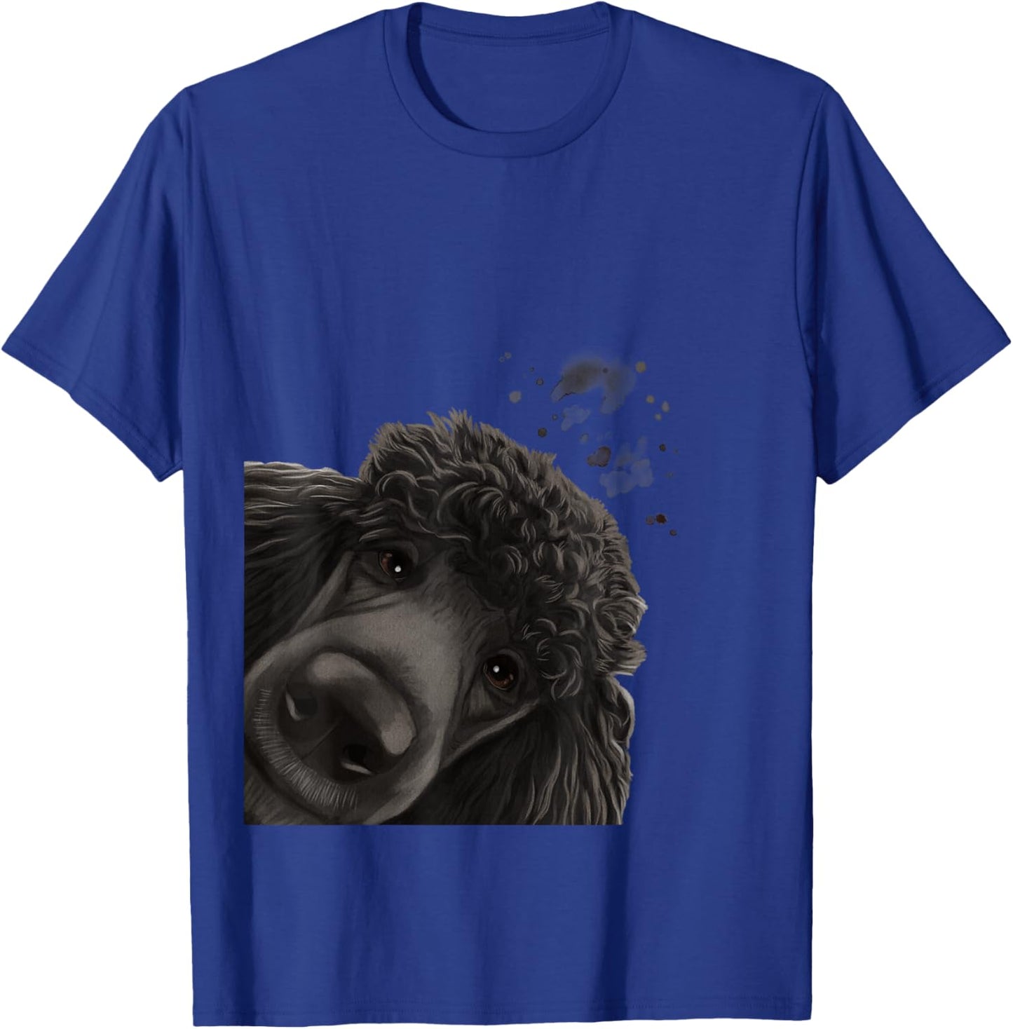 Funny Curious Dog Black Standard Poodle T-Shirt - T-Shirt | Royal