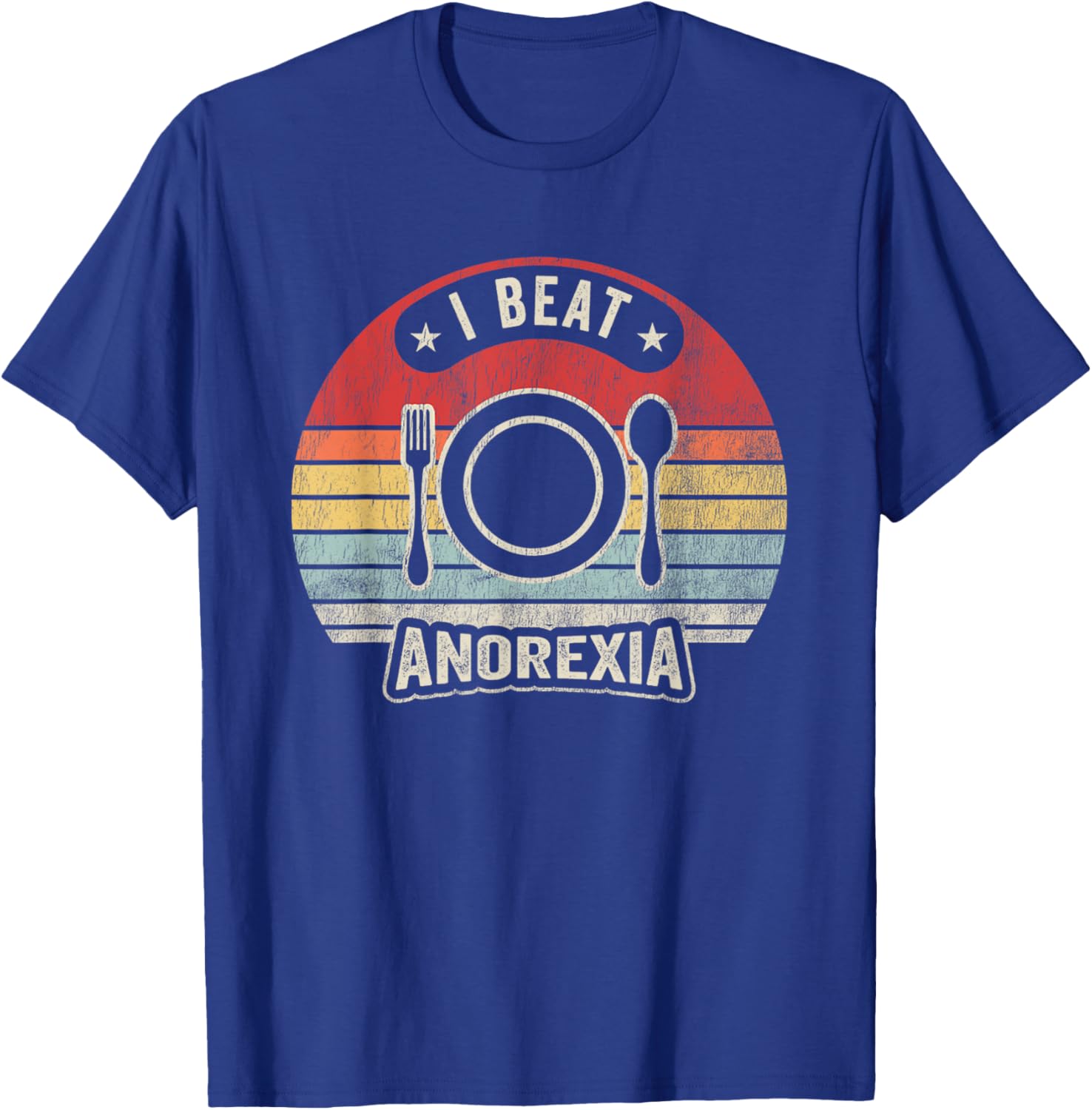 I Beat Anorexia Retro Humor Statement T-Shirt - T-Shirt | Royal