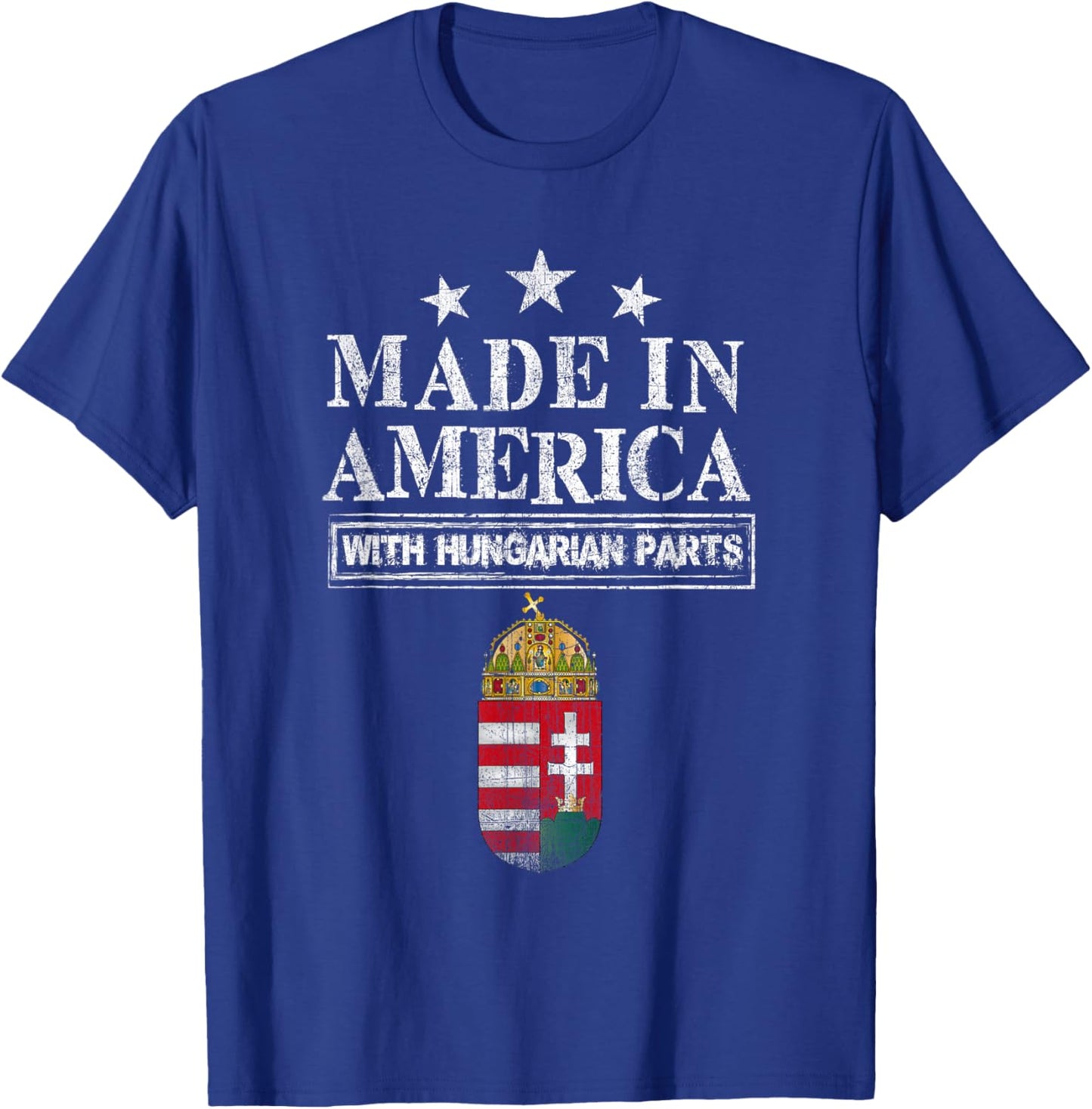 Made in America with Hungarian Parts Pride Hungary Immig T-Shirt - T-Shirt | Royal