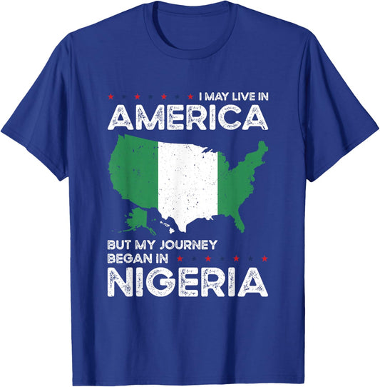 Nigerian American Patriot USA Grown Nigeria US Flag T-Shirt - T-Shirt | Royal