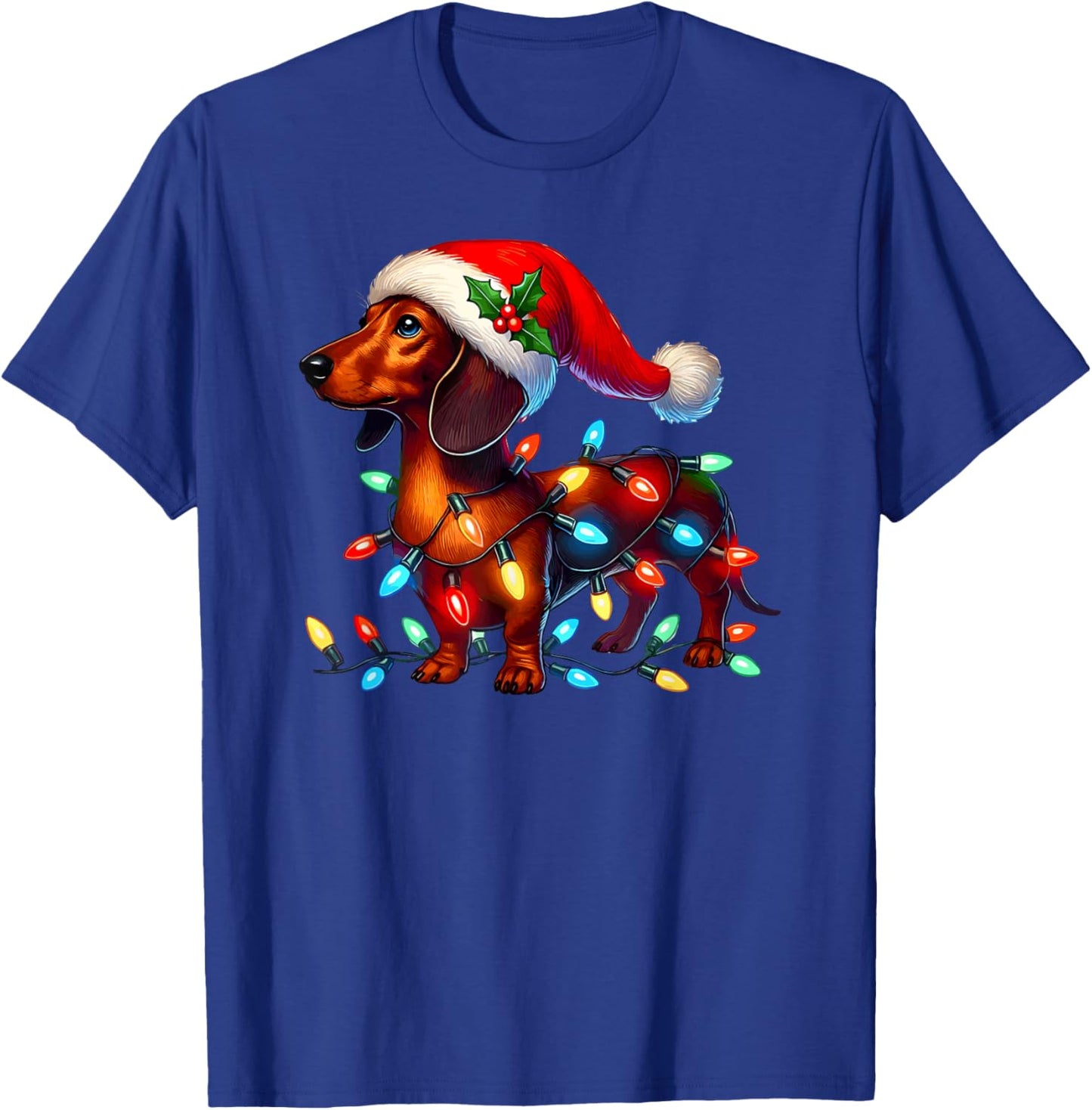 Dachshund weiner weener wiener dog funny christmas lights T-Shirt - T-Shirt | Royal