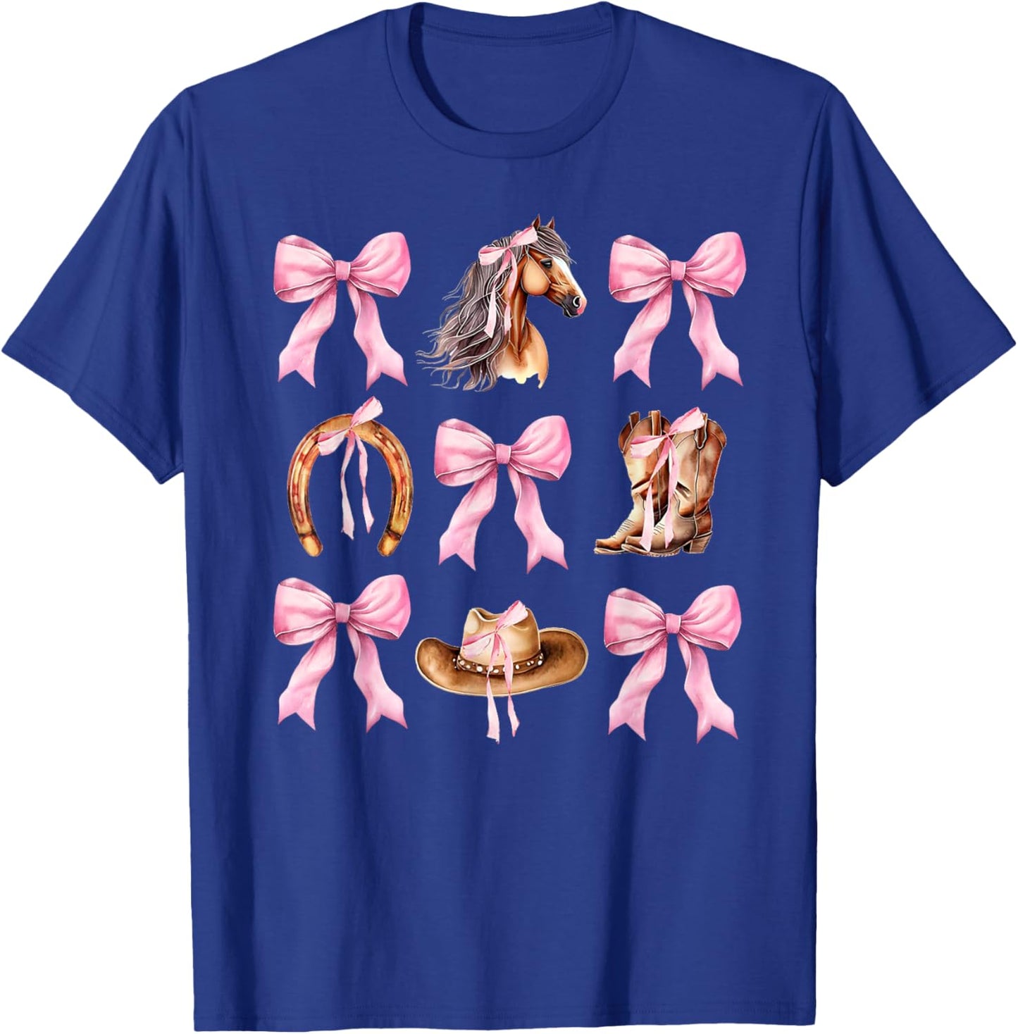 Western Girl Country Rodeo Pink Cowgirl Horse Coquette Bow T-Shirt - T-Shirt | Royal