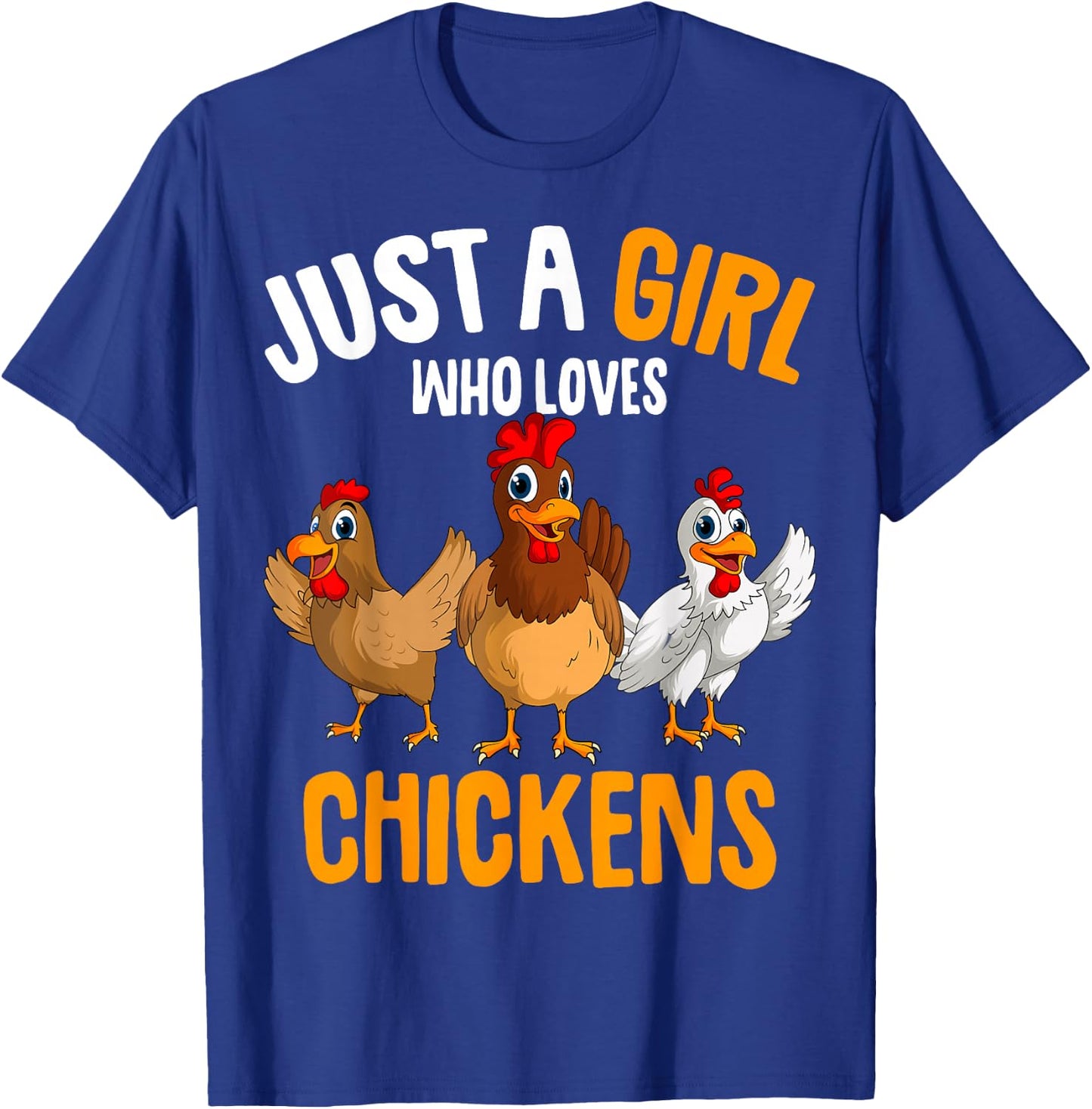 Just a Girl who loves Chickens Kids Girls Chicken T-Shirt - T-Shirt | Royal