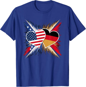 Half German Half American USA Flag Germany America T-Shirt - T-Shirt | Royal